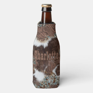 Enfriador De Botellas Piel de vaca del país occidental de cuero marrón t