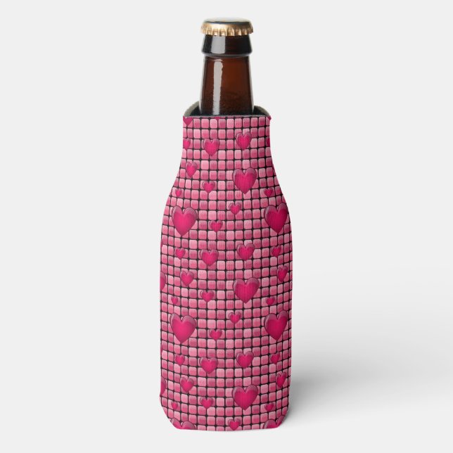 Enfriador De Botellas Pile Rosa Con Corazón (Frente de la botella)