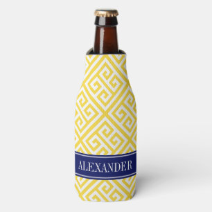 Enfriador De Botellas Piña Blanco Llave Griega Diag T Azul Marino Monogr