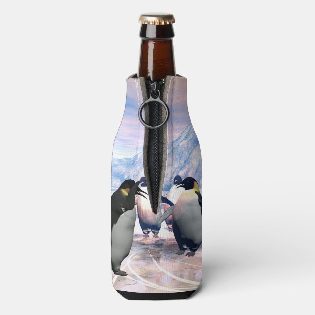 Enfriador De Botellas Pingüino gracioso (Reverso de la botella)