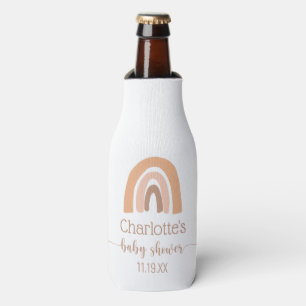 Enfriador De Botellas Pink Brown Boho Rainbow Baby Shower