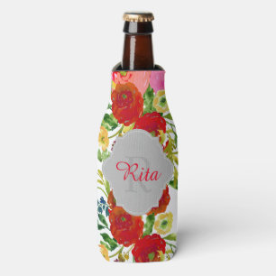 Enfriador De Botellas PixDezines Floral Acuarela/fondo de bricolaje