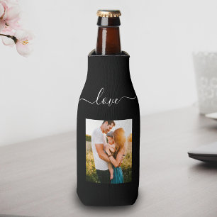 Enfriador De Botellas Plantilla de fotografía Amor Texto Cerveza negra