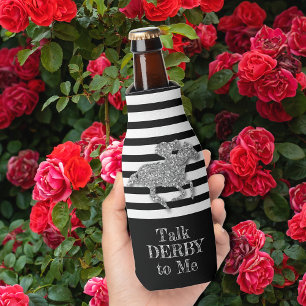 Enfriador De Botellas Plata Derby Race Horario Black White Stripes