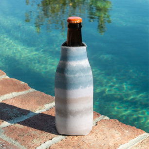 Enfriador De Botellas Playa de arena olas del océano acuarela abstracta