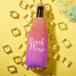 Enfriador De Botellas Playa Personalizada Por Favor Naranja Ómbre Rosa C