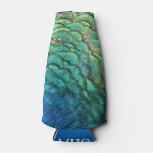 Enfriador De Botellas Plumas de Pavo Real I Diseño de Naturaleza Abstrac