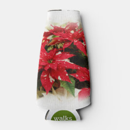 Enfriador De Botellas Poinsettias florales blancas rojas festivas