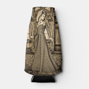 Enfriador De Botellas Princesa Medieval Sepia Arte Renacentista