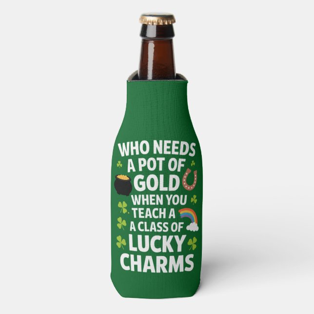 Enfriador De Botellas Profesor de St Patricks Encantador Afortunado Irla (Frente de la botella)