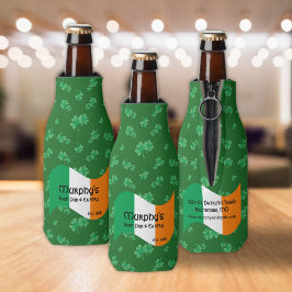 Enfriador De Botellas Pub y Eatery personalizados Shamrock con bandera i
