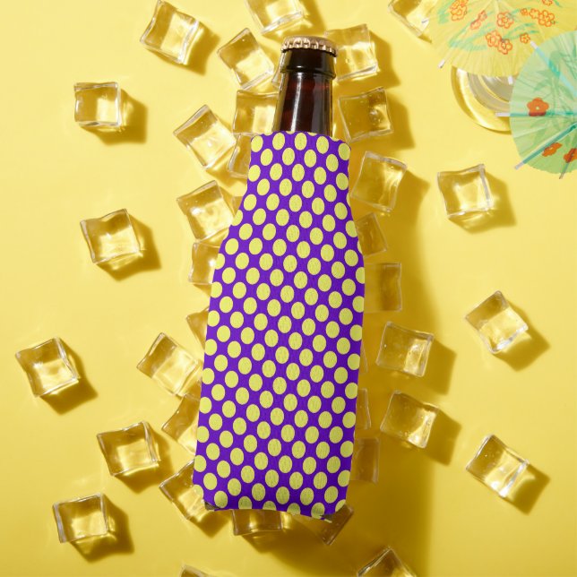 Enfriador De Botellas Puntos de Polka Amarillo con fondo morado STaylor (Verano in situ)