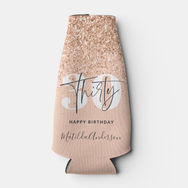 Enfriador De Botellas Purpurina Girly destelló moderno fiesta de cumplea (Anverso)