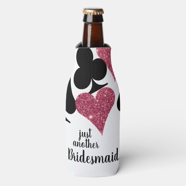 Enfriador De Botellas Purpurina rosa Vegas Bridesmaid Personalizado Fras (Frente de la botella)