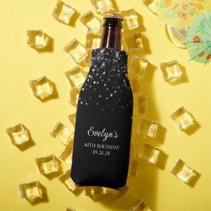 Enfriador De Botellas Purpurinoso Black 40th Birthday