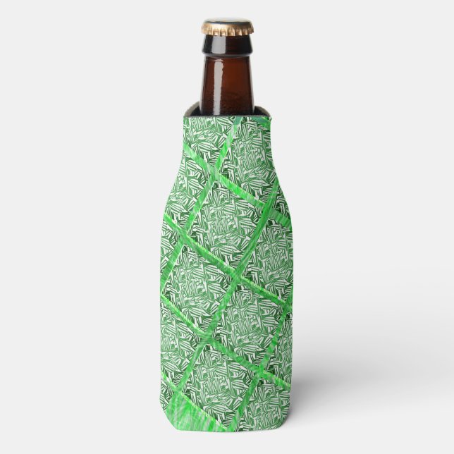 Enfriador De Botellas Quadradas, azulejo falso, folhagens fingidos verde (Frente de la botella)