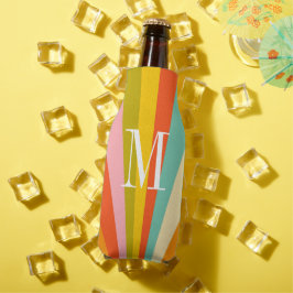 Enfriador De Botellas Rayas retro coloridas monograma 