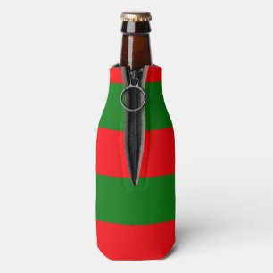 Enfriador De Botellas Rayas rojas y verdes de la cabaña del navidad
