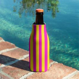 Enfriador De Botellas Rayas rosa caliente y amarillo canario