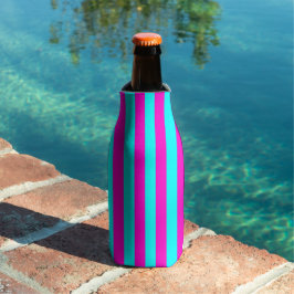 Enfriador De Botellas Rayas Turquesa Verde Azul Cyan y Rosa Caliente