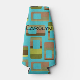 Enfriador De Botellas Rectángulos a rayas turquesas