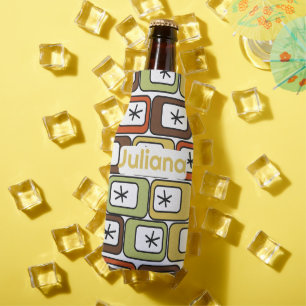 Enfriador De Botellas Rectángulos retro con estallidos estelares
