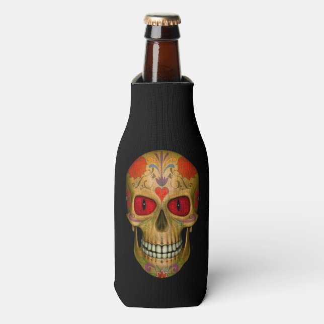 Enfriador De Botellas Red Eyed Sugar Skull Zombie Frasco (Frente de la botella)