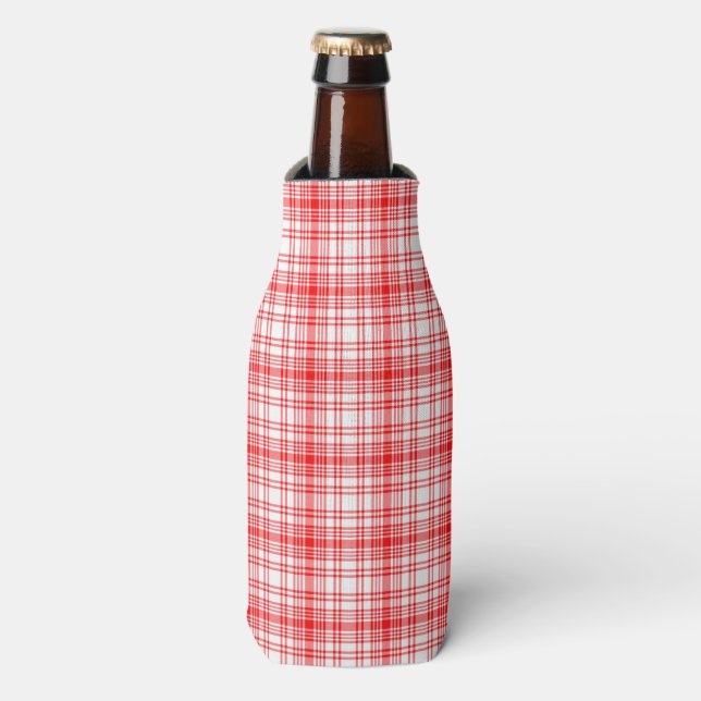 Enfriador De Botellas Red Plaid (Frente de la botella)