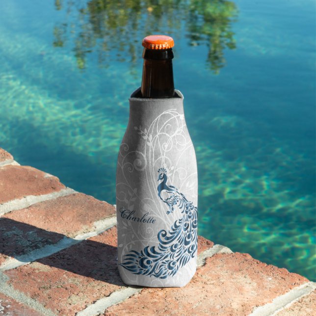 Enfriador De Botellas Refrigerador de botella personalizado Blue Peacock (Piscina in situ)