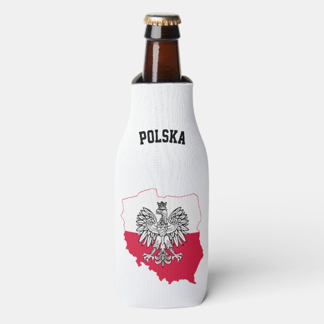 Enfriador De Botellas Refrigerador de cerveza de bandera de mapa polaca (Frente de la botella)