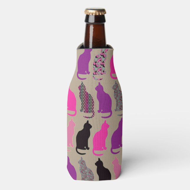 Enfriador De Botellas Refrigerador de frascos de patrón de gatos de colo (Frente de la botella)
