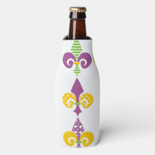 Enfriador De Botellas Refrigerador del frasco Mardi Gras Fleur de Lis