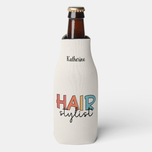 Enfriador De Botellas Regalo de peluquería retro de estilo peinado perso (Frente de la botella)