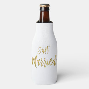 Enfriador De Botellas Relieve metalizado dorado recién casado Frasco de 