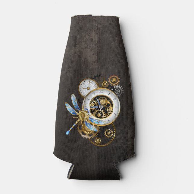 Enfriador De Botellas Reloj de vapor con libélula mecánica (Anverso)