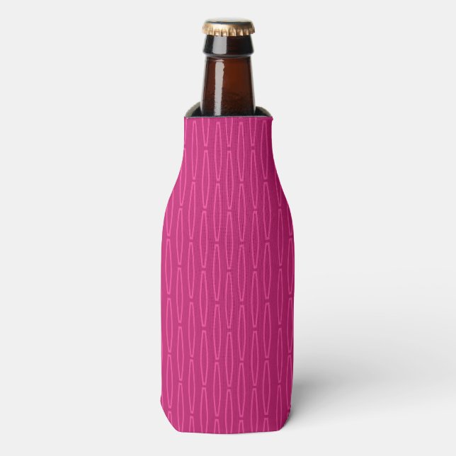 Enfriador De Botellas Repetición geométrica rosa profunda (Frente de la botella)