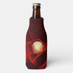Enfriador De Botellas Resumen arte fractal moderno de crema roja