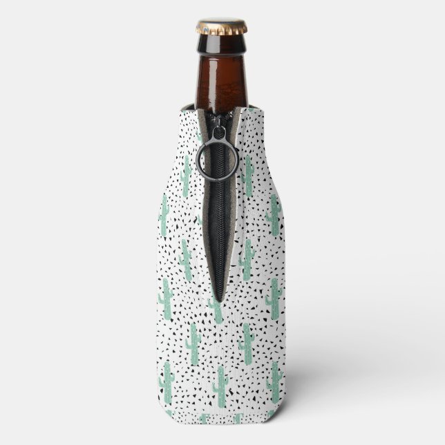 Enfriador De Botellas Resumen artístico moderno cactus y triángulos (Reverso de la botella)