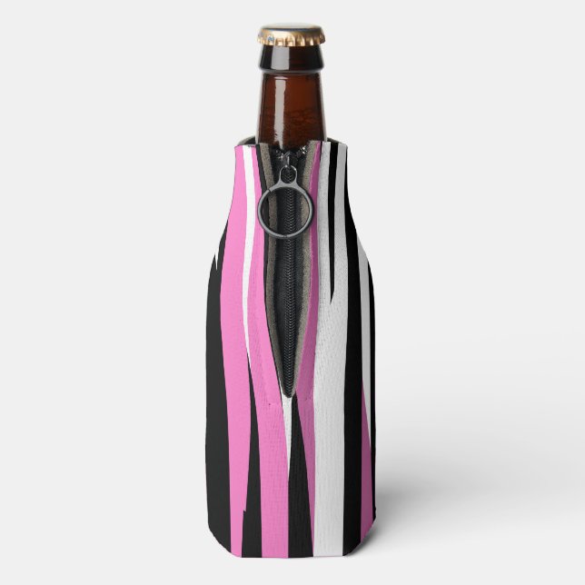 Enfriador De Botellas Resumen blanco y negro rosado (Reverso de la botella)