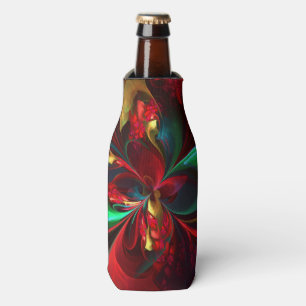 Enfriador De Botellas Resumen floral moderno Patrón verde rojo del arte 