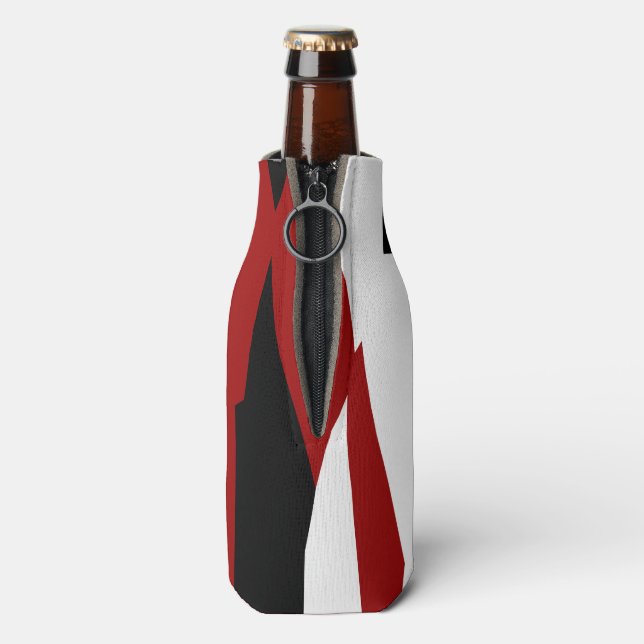 Enfriador De Botellas Resumen rojo en blanco y negro (Reverso de la botella)