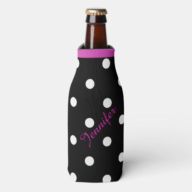 Enfriador De Botellas Retro Polka Dot Personalizado Frasco (Frente de la botella)