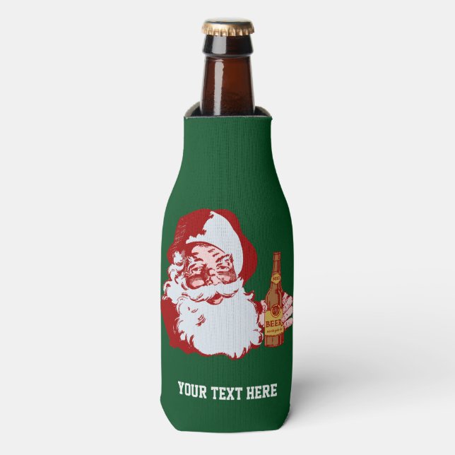 Enfriador De Botellas Retro Santa Claus con Navidades de cerveza Persona (Frente de la botella)