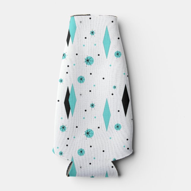 Enfriador De Botellas Retro Turquesa Diamantes & Starburst Frasco Refrig (Anverso)