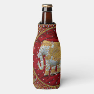 Enfriador De Botellas Rojo embellecido y oro del elefante indio