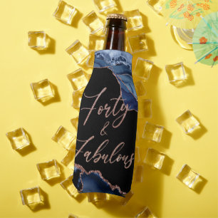 Enfriador De Botellas Rosa Azul Ácido Oro Mármol Cuarenta y Fabuloso 40