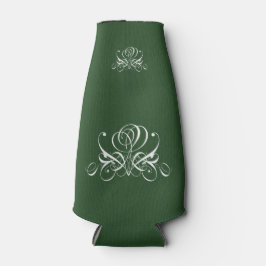 Enfriador De Botellas Rosa blanco y verde floreciente