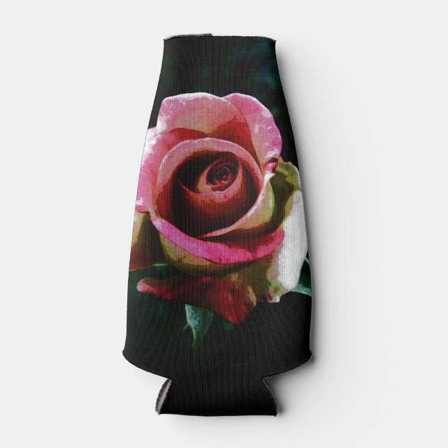 Enfriador De Botellas Rosa roja pintada al óleo (Anverso)