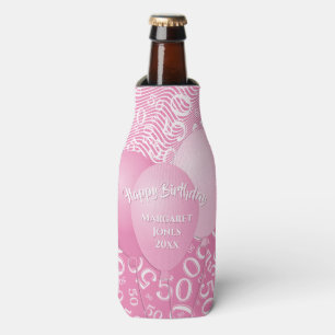 Enfriador De Botellas Rosa y blanco del modelo del número del feliz