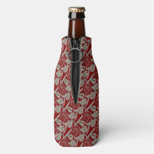 Enfriador De Botellas Rosas metalizado-03-Red-Silver-ZIPPERED BOTTLE COO